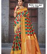 green woven art silk saree with blouse