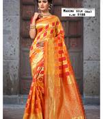 yellow woven art silk saree with blouse