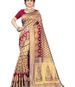 maroon woven art silk saree with blouse