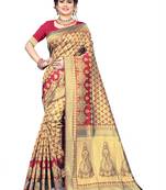 red woven art silk saree with blouse