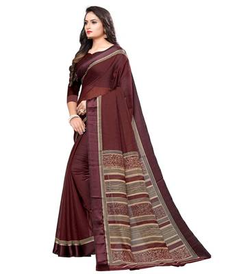 Red printed cotton saree with blouse 2