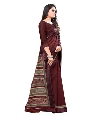 Red printed cotton saree with blouse 3