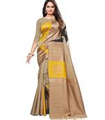 Beige woven art silk saree with blouse