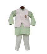 Pastel Peach Plain Nehru Jacket Set