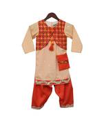 Beige Kurti with attached Jacket & Salwar