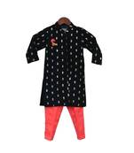 Dark Blue Velvet Ajkan with Coral Pant