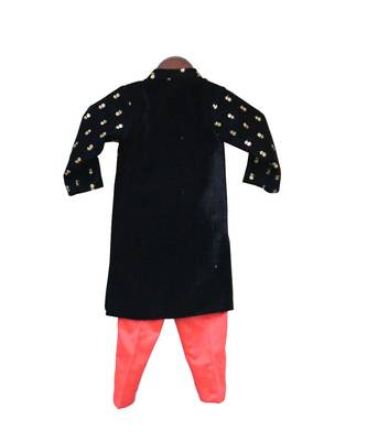Dark Blue Velvet Ajkan with Coral Pant 2