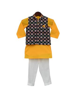 Blue Patola Printed Nehru Jacket Set 1