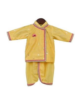 Yellow Embroidered Velvet  Kurta Set 1