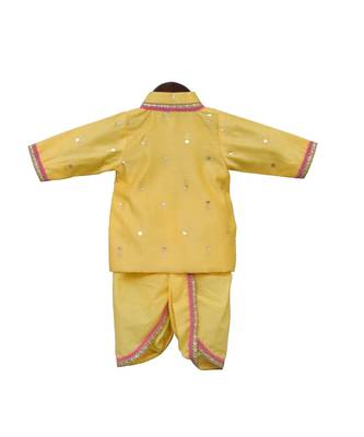 Yellow Embroidered Velvet  Kurta Set 2