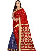 red woven art silk saree with blouse