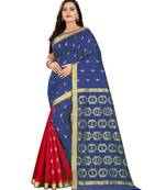 blue woven art silk saree with blouse
