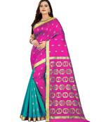 magenta woven art silk saree with blouse