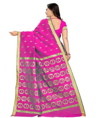 magenta woven art silk saree with blouse 3