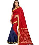 red woven art silk saree with blouse