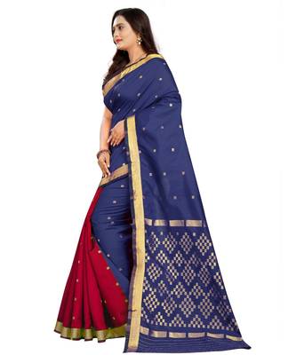 blue woven art silk saree with blouse 2