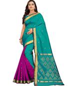 green woven art silk saree with blouse