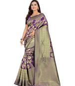 purple woven art silk saree with blouse