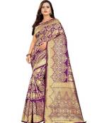 purple woven art silk saree with blouse