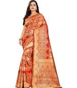 red woven art silk saree with blouse