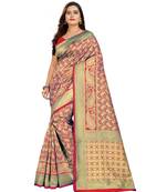 red woven art silk saree with blouse