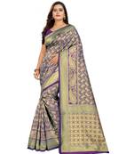 purple woven art silk saree with blouse