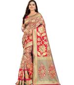 red woven art silk saree with blouse
