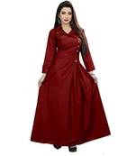 Maroon Plain Cotton Galaxy  Stiched Partywear Gown