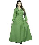 Light Green Plain Cotton Galaxy  Stiched Partywear Gown