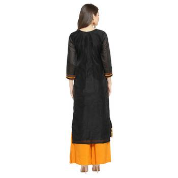 Black & Orange Embroidery with velvet Work Unstitched salwar with dupatta 2