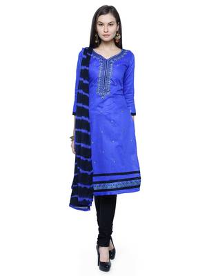 Blue Embroidery Unstitched salwar with dupatta 1