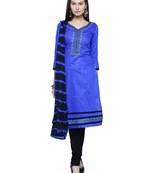 Blue Embroidery Unstitched salwar with dupatta