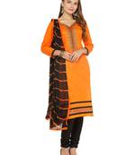 Orange Embroidery Unstitched salwar with dupatta