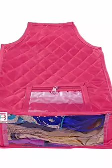 atorakushon   Satin Blouse Cover Clothes Storage Bag Wardrobe Garments Organiser Pack of 4 (Pink)