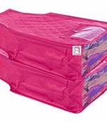 atorakushon   Satin Blouse Cover Clothes Storage Bag Wardrobe Garments Organiser Pack of 2 (Pink)