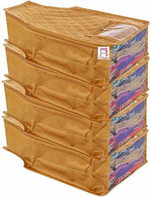 atorakushon   Satin Blouse Cover Clothes Storage Bag Wardrobe Garments Organiser Pack of 4 ((golden) 1