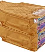 atorakushon   Satin Blouse Cover Clothes Storage Bag Wardrobe Garments Organiser Pack of 2 (golden)