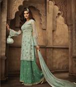 Green Embroidered Georgette Semi Stitched Salwar With Dupatta