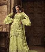 Green Embroidered Georgette Semi Stitched Salwar With Dupatta