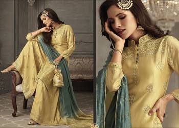 Mustard Embroidered Georgette Semi Stitched Salwar With Dupatta 2