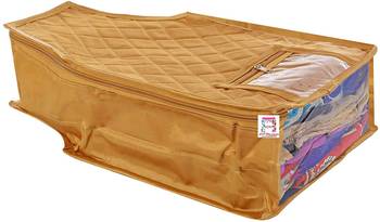 atorakushon   Satin Blouse Cover Clothes Storage Bag Wardrobe Garments Organiser Pack of 2 (golden) 5