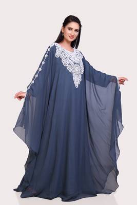 grey Georgette Zari Work Islamic Kaftan  2
