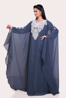 grey Georgette Zari Work Islamic Kaftan  3