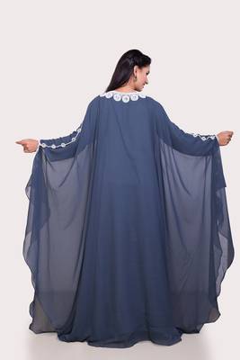 grey Georgette Zari Work Islamic Kaftan  5
