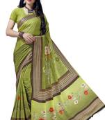 Green woven bemberg saree with blouse