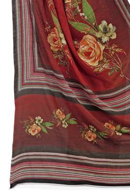 Red woven bemberg saree with blouse 3