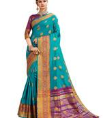 Green Woven Cotton Silk Saree With Blouse