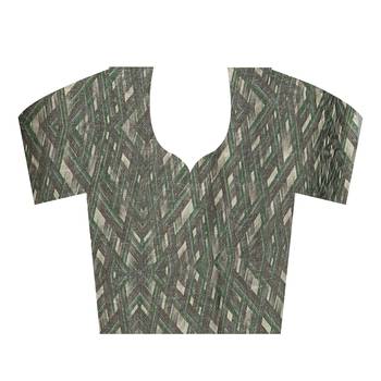 Green woven bemberg saree with blouse 4