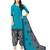 Women's Sky Blue & Grey Cotton Printed Readymade Salwar Suit Set