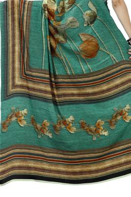 Green woven bemberg saree with blouse 3